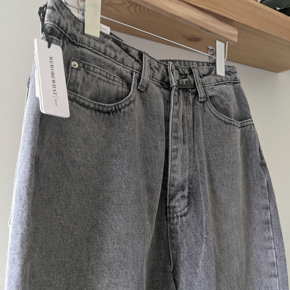 NWT WE WORE WHAT "The Icon" High Waist Straight Leg Bootcut Jeans, Washed Grey - Picture 6 of 8